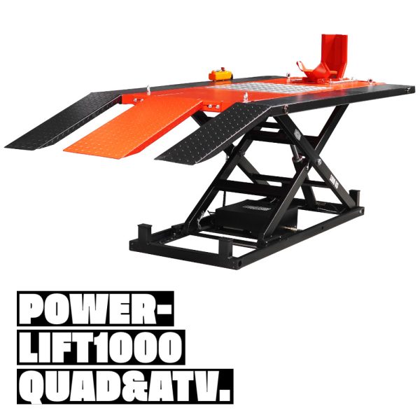 82 501 1 <strong>Table élévatrice Moto et Quad électro-hydraulique Trusters Powerlift 1000 Rouge</strong> <strong>Capacité de levage 1 tonne</strong>