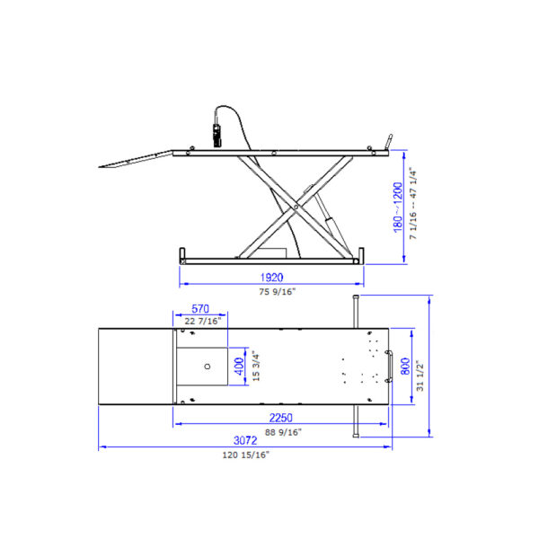 82 999 10 <strong>Table élévatrice électro-hydraulique Trusters Powerlift 1000-RT</strong> <strong>Capacité de levage 1 tonne.</strong>