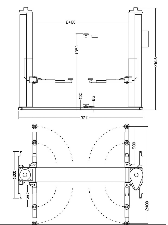 Pont élevateur automobiles électromécanique à deux colonnes Zavagli Euolift  Z41 3S 2,7 ton