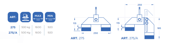 OMCN 275 1 <strong>Pont de moteur, traverse extensible, réglable en hauteur, OMCN 275 500KG.</strong>