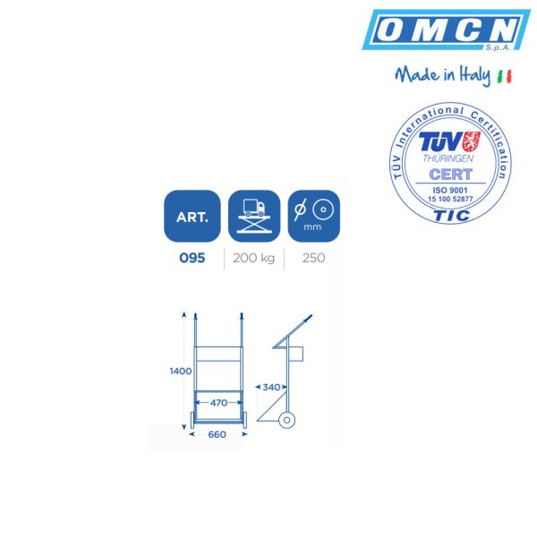 OMCN095 5 <strong>Diable de OMCN avec une capacité de charge de 200 kg pour deux bouteilles de gaz</strong>