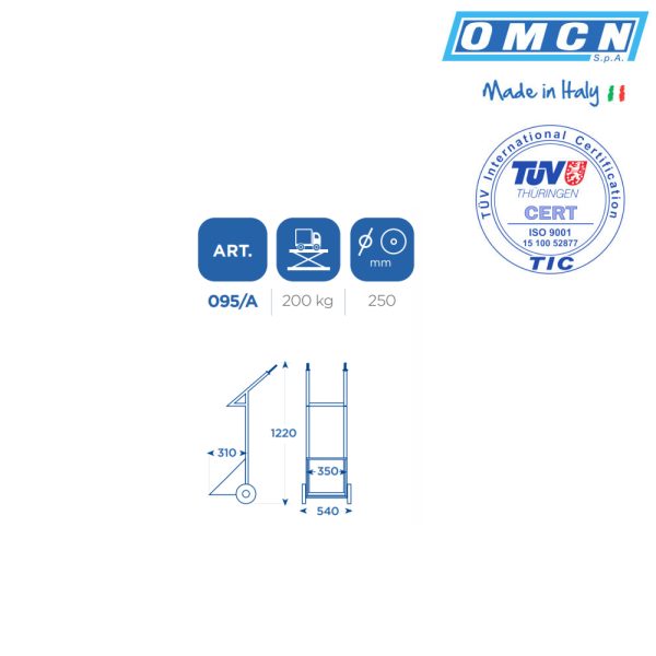 OMCN095A 5 <strong>Diable pour bouteilles de gaz de OMCN avec une capacité de charge de 200 kg pour une bouteille de gaz</strong>