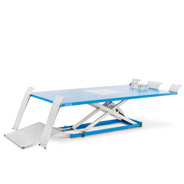 OMCN196 OSL 1 <strong>Table élévatrice avec pompe électrohydraulique pour moto et quad, OMCN 196/OSL 600kg</strong> <strong>Plateforme 150x260cm</strong>