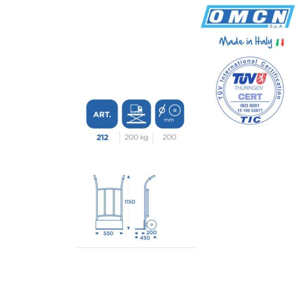 OMCN212 5 <strong>OMCN 212 Diable avec capacité de charge de 200 kg</strong> <strong>Capacité de charge de 200 kg</strong>