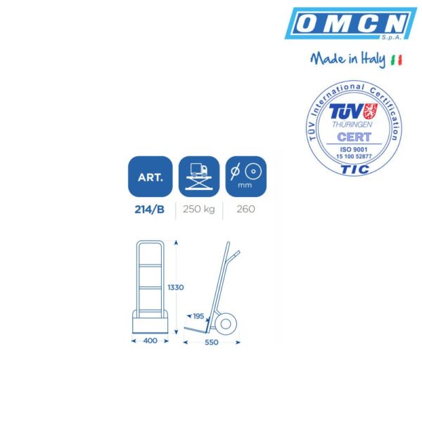 OMCN214 B 4 <strong>Diable étroit d'une capacité de 250 kg, OMCN 214/B</strong>