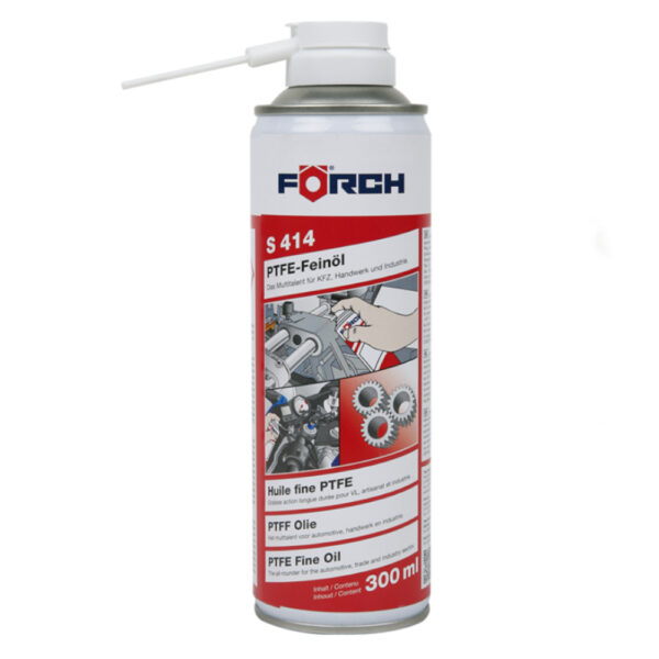 100 122 1 <strong>Förch® Huile fine PTFE S414 - 300 ml</strong> <strong>Lubrifiant fin synthétique de haute qualité pour l'utilisation en atelier.</strong>