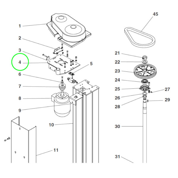 047019511 3 <strong>Support de moteur et de tube pour ponts élévateurs Ravaglioli KPX, KPN</strong>