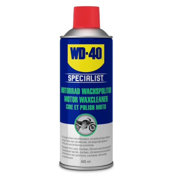 6655 207 1 1 <strong>WD-40<sup>®</sup> Specialist cire et polish moto 400 ml</strong> <strong>Fournit une brillance éclatante durable, repousse l'humidité</strong>