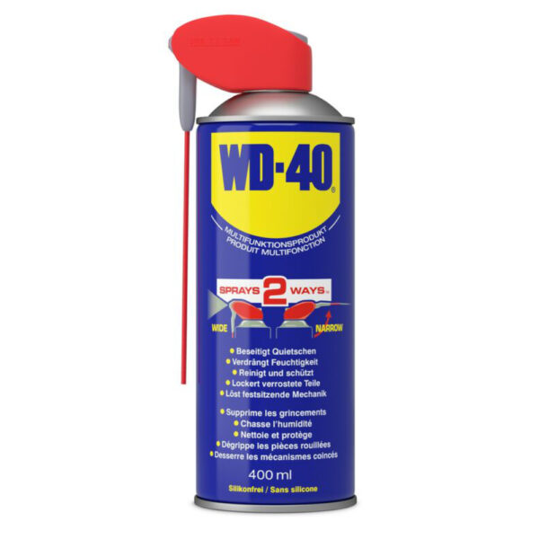 6655 101 3 1 <strong>WD-40® Smart-Straw Produit multifonctions " Lubrifier, nettoyer, dégripper " 400 ml</strong> <strong>Parfait pour desserrer les vis bloquées, pour lubrifier les pièces mobiles et comme protection contre la corrosion</strong>