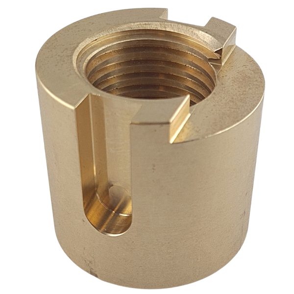 224 01 1 0 <strong><span class="">Écrou porteur pour ponts élévateurs FOG 449. </span>Filetage trapézoïdal Ø45x5, filetage à droite. Dimensions: Ø70mm x 70mm de long.</strong>