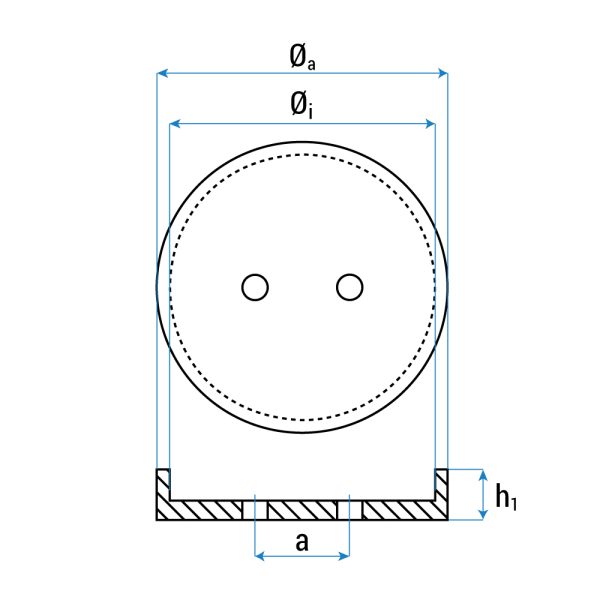 596 3 <strong>Tampon en caoutchouc pour ponts élévateurs IME, Longus Ø120x13mm renforcé</strong> <strong>Conception renforcée avec plaque en métal vulcanisé</strong>