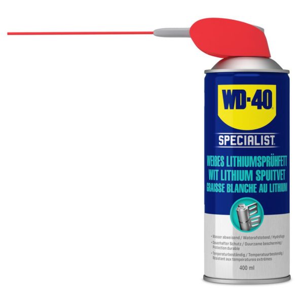 6655 105 1 <strong>WD-40® Specialist Graisse blanche au lithium 400 ml</strong> <strong>Elle lubrifie de manière fiable et durable et offre en outre une protection contre la rouille et la corrosion.</strong>