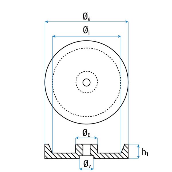 668 4 <strong>Plaque en caoutchouc pour élévateurs OMCN, TWIN BUSCH et ATH Heinl - Ø140x22 mm</strong>