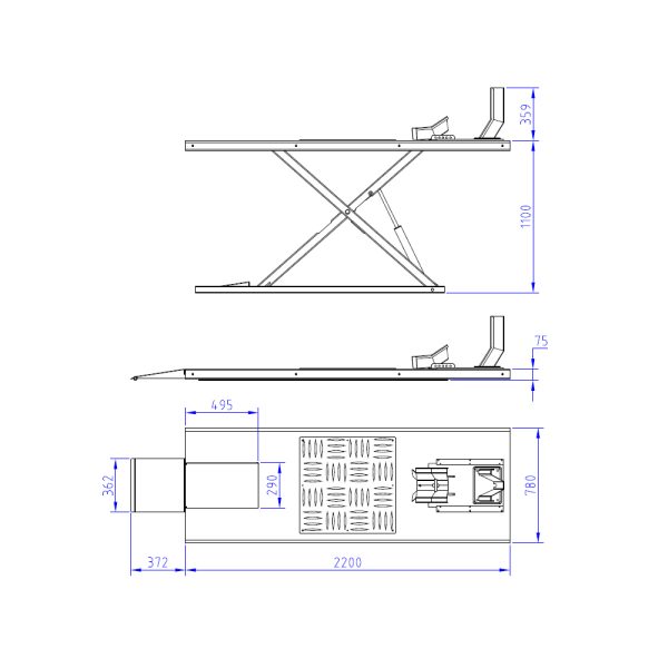 82 600LL 9 <strong>Table élévatrice Moto TRUSTERS Powerlift 600LL</strong> <strong>Capacité de levage 600 kilos</strong>