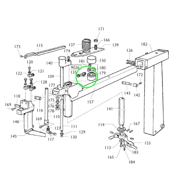 900239806 1 <strong>Piston </strong><strong>d'origine </strong><strong>avec raccord en T pour démonte-pneus Corghi</strong>