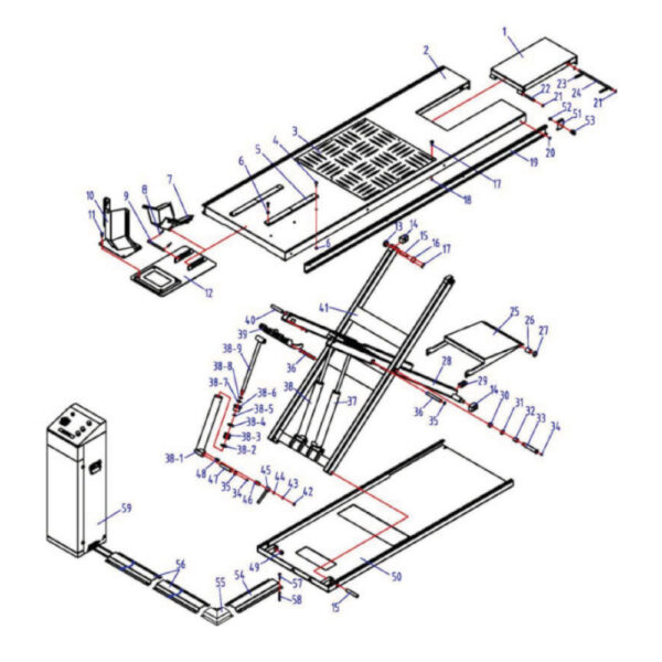 82 600 28 3 <strong>Rampe d'accès pour table élévatrice moto TRUSTERS Powerlift 600LL </strong> <strong>N° 25 sur la vue éclatée.</strong>